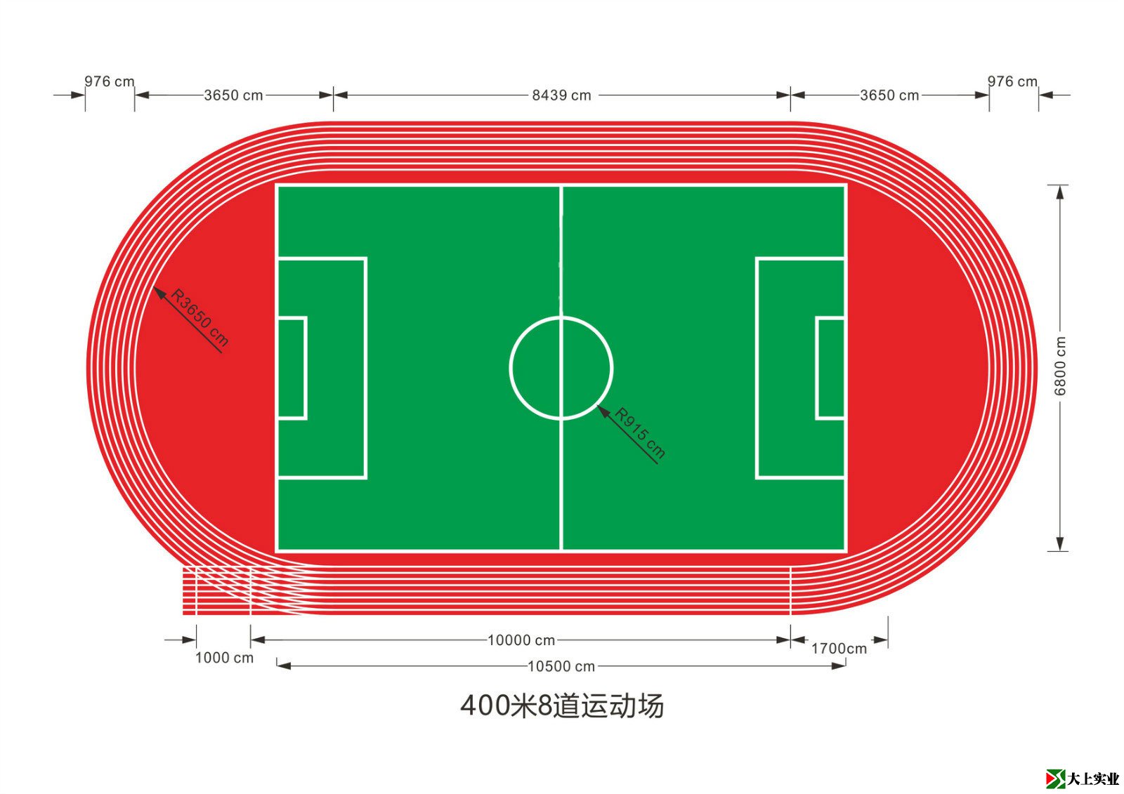 400米標準跑道平面圖