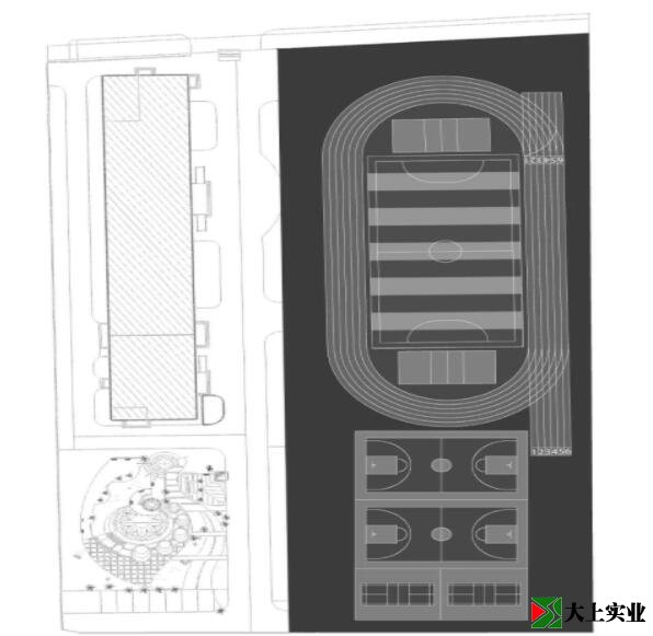 小學(xué)運動(dòng)場(chǎng)地面整體塑膠鋪設效果圖