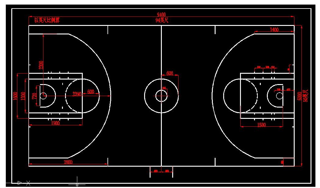 NBA籃球場(chǎng)地標準尺寸